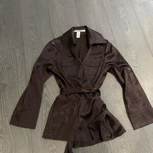 DVF silk brown wrap blouse